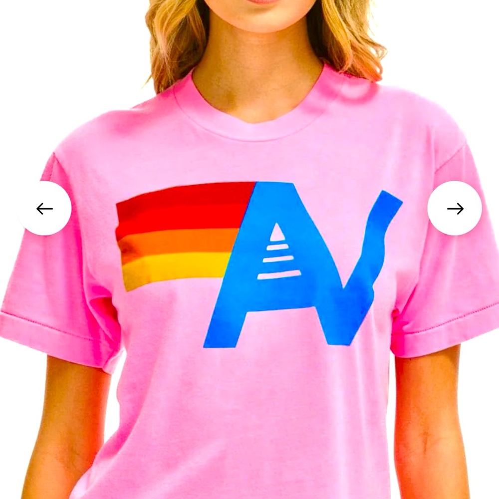 Aviator Nation Logo Boyfriend Tee Neon Pink - Picture 2 of 5